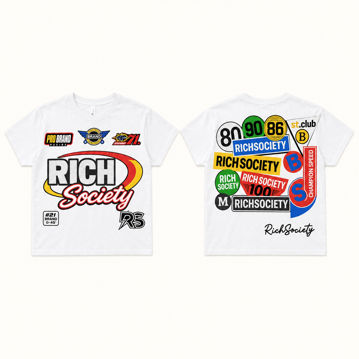Rich Society Collage White tee