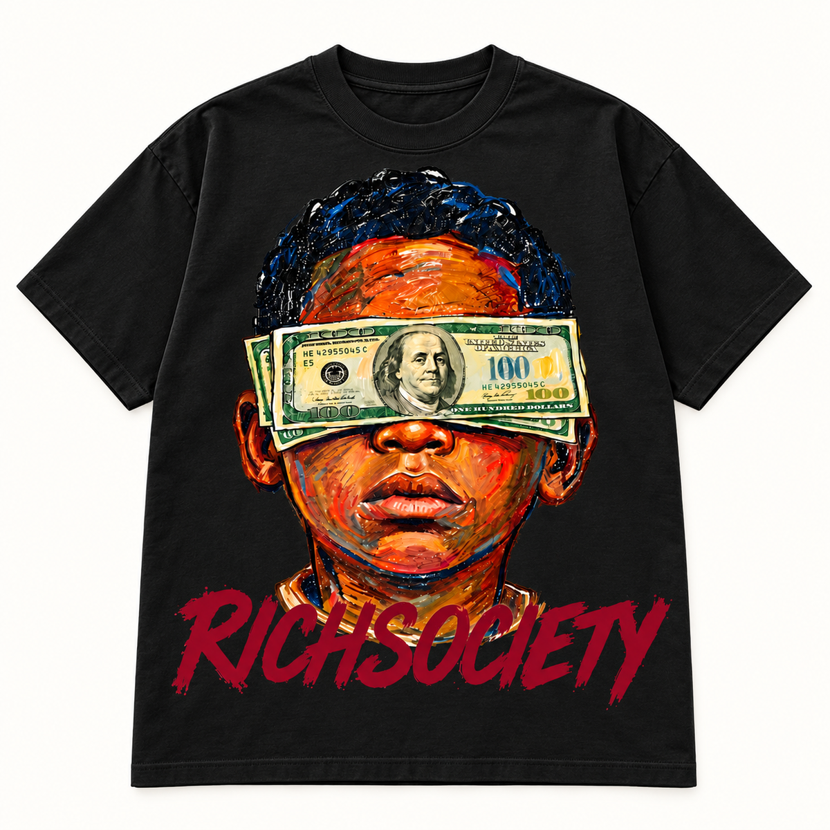 Rich Society Money Face Black tee