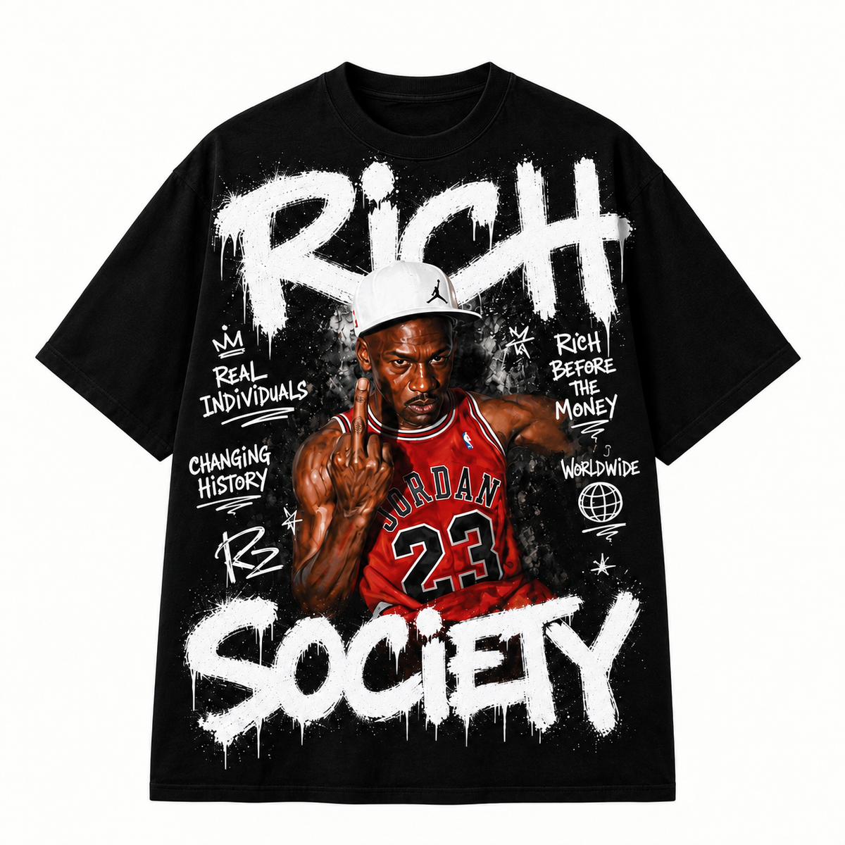 Rich Society Basketball Portrait Black tee