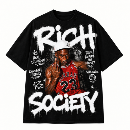 Rich Society Basketball Portrait Black tee