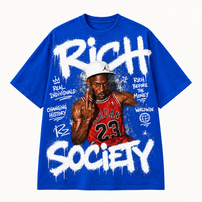 Rich Society Basketball Portrait Blue tee