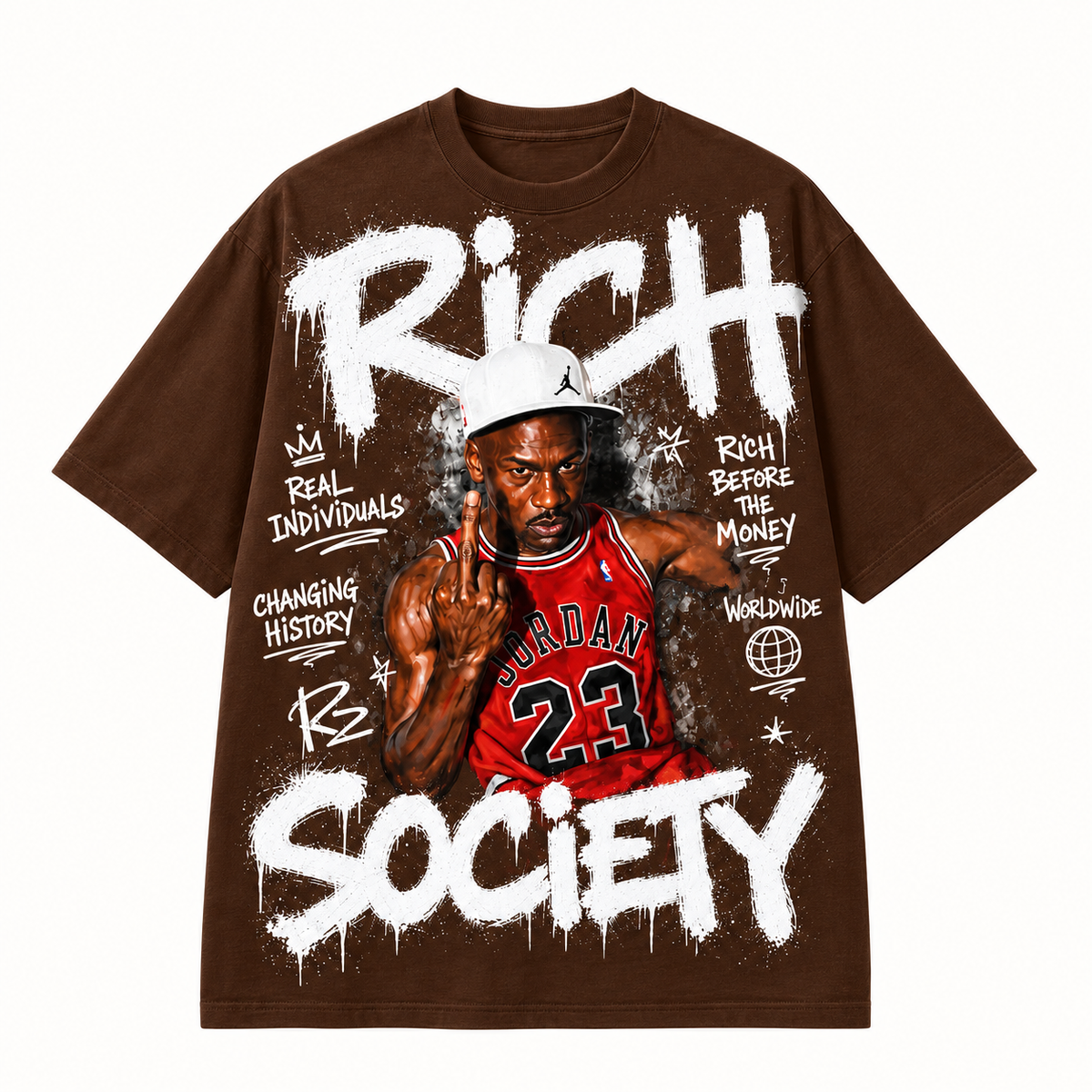 Rich Society Basketball Portrait Brown tee