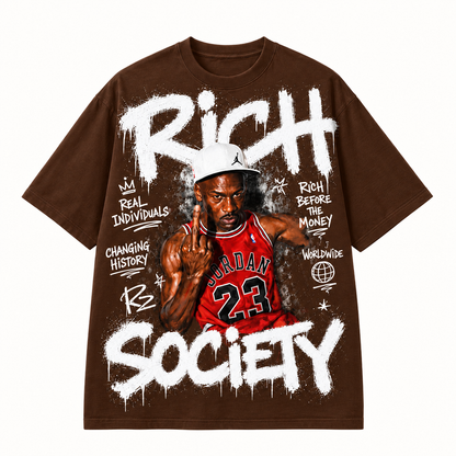 Rich Society Basketball Portrait Brown tee