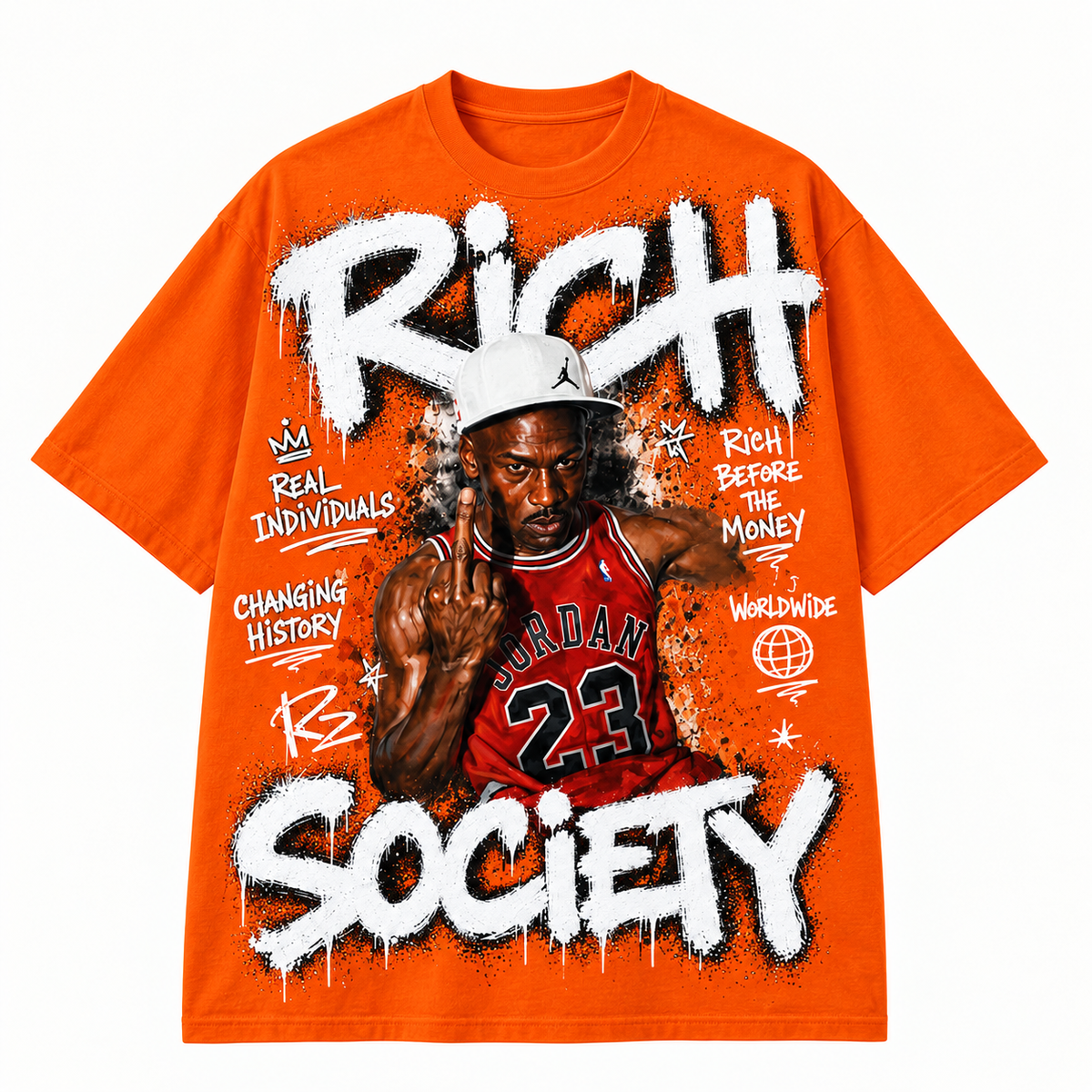 Rich Society Basketball Portrait Orange tee