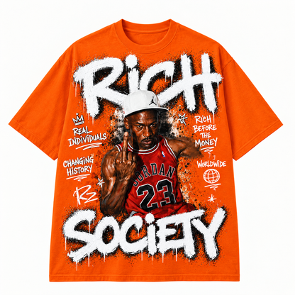 Rich Society Basketball Portrait Orange tee
