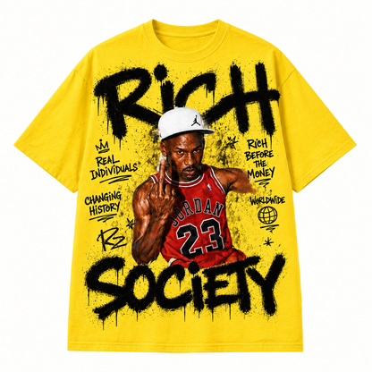 Rich Society Basketball Portrait Yellow tee