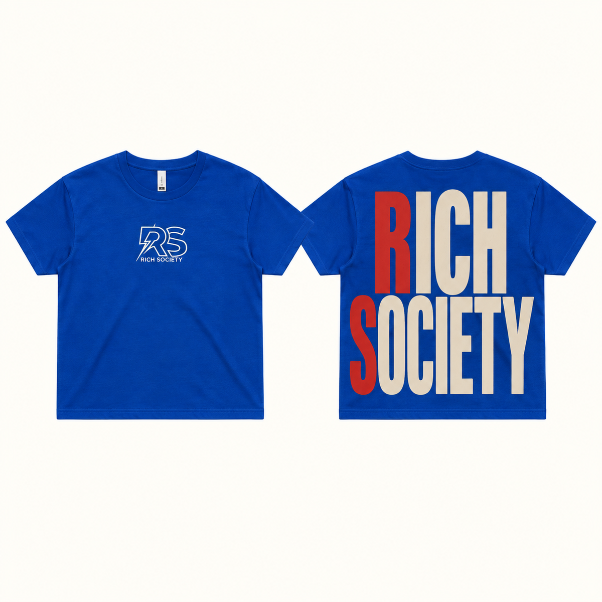 Rich Society BIG LOGO Blue tee