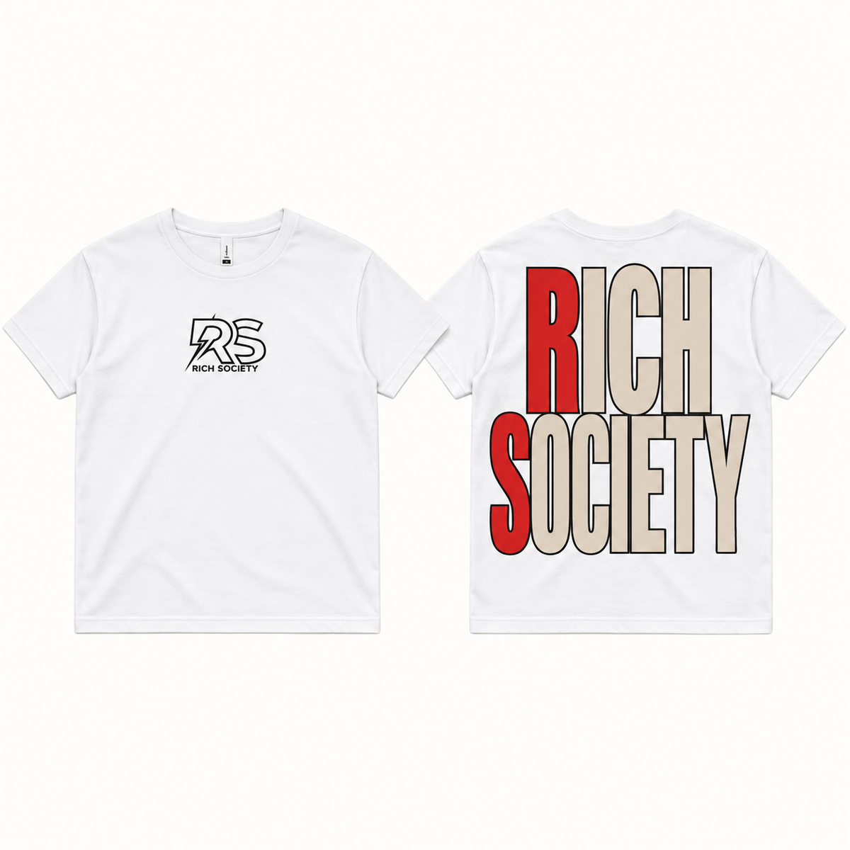 Rich Society BIG LOGO White tee
