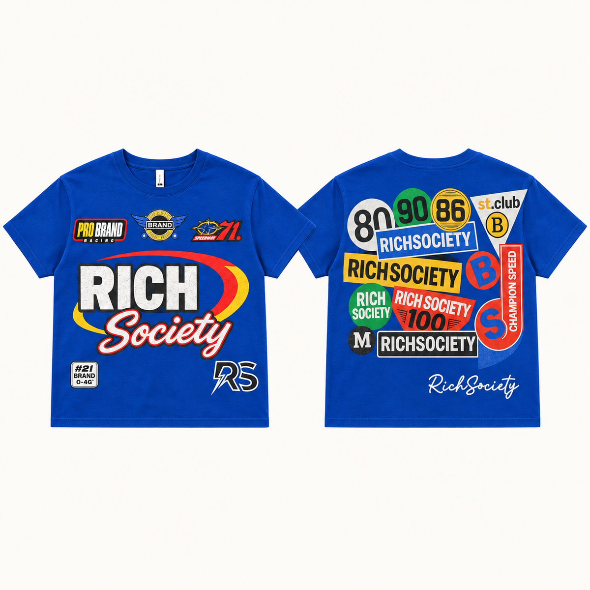 Rich Society Collage Blue tee