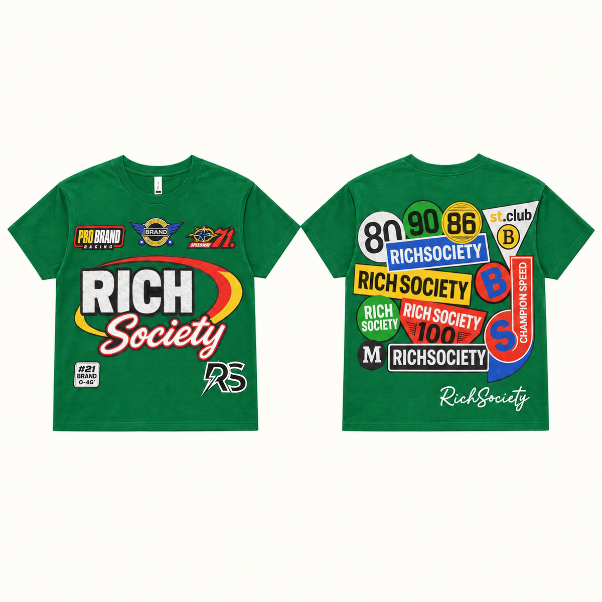 Rich Society Collage Green tee