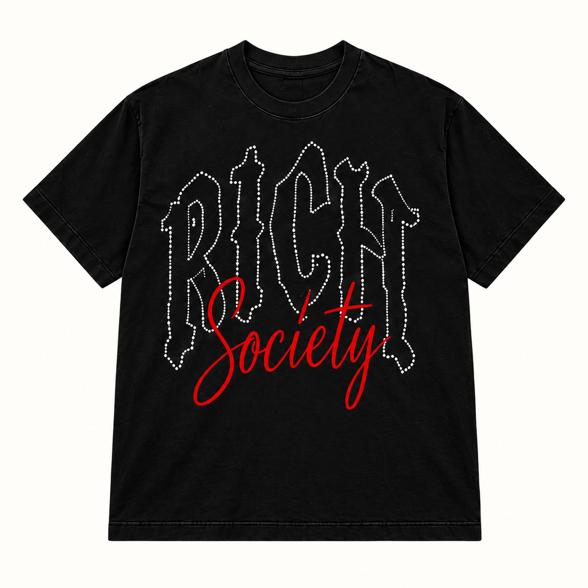 Rich Society Gothic Script Black tee