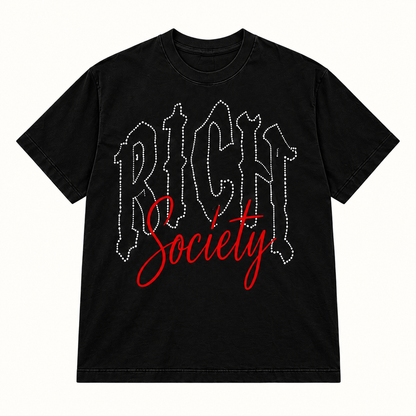 Rich Society Gothic Script Black tee