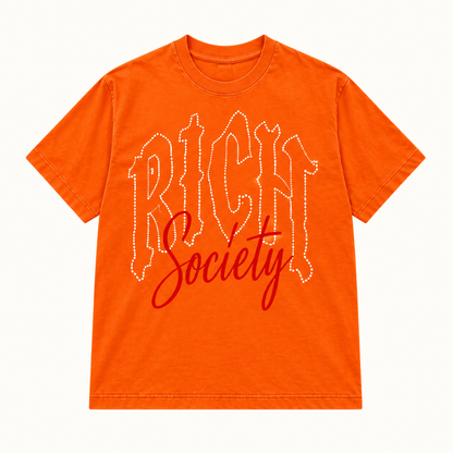 Rich Society Gothic Script Orange tee