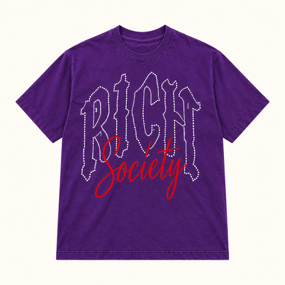 Rich Society Gothic Script Purple tee