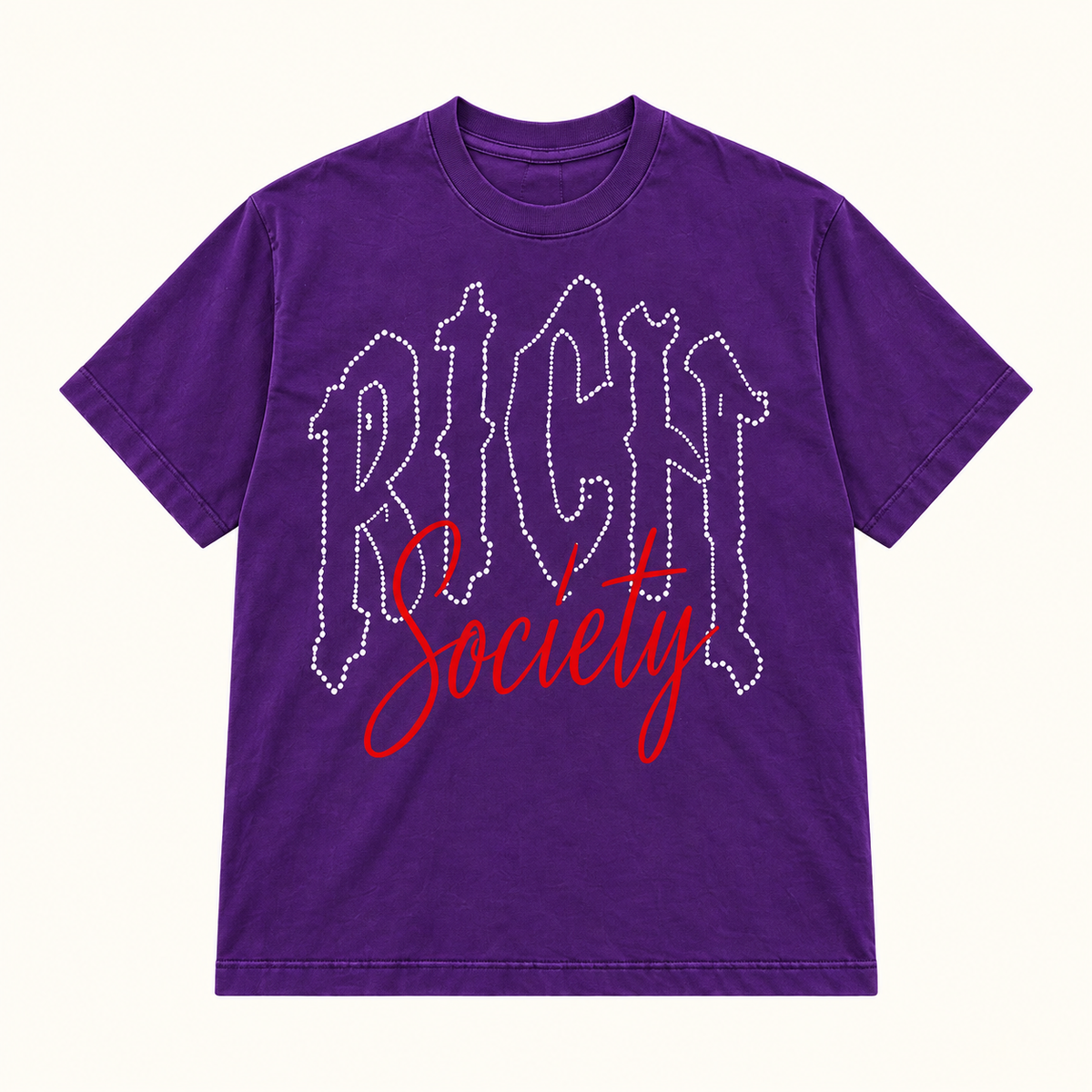 Rich Society Gothic Script Purple tee