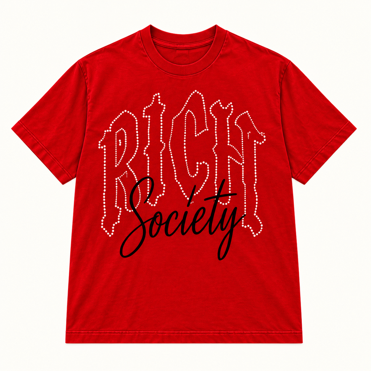 Rich Society Gothic Script Red tee