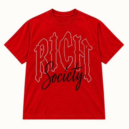 Rich Society Gothic Script Red tee
