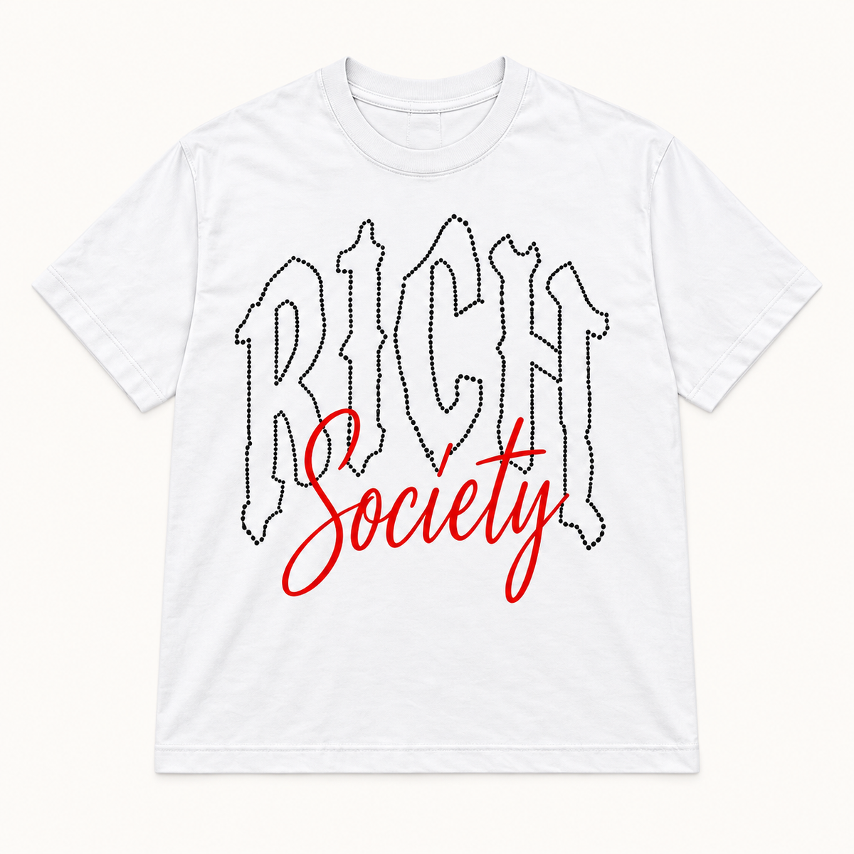 Rich Society Gothic Script White tee