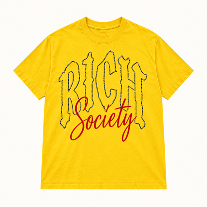 Rich Society Gothic Script Yellow tee