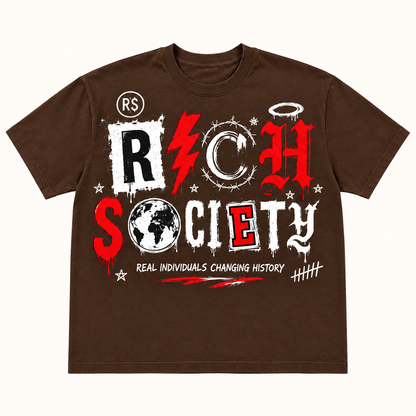Rich Society Mixed Letter Brown tee
