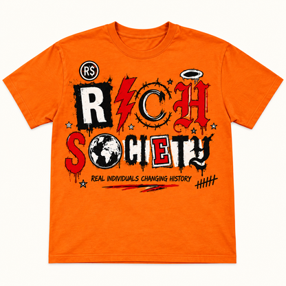 Rich Society Mixed Letter Orange tee
