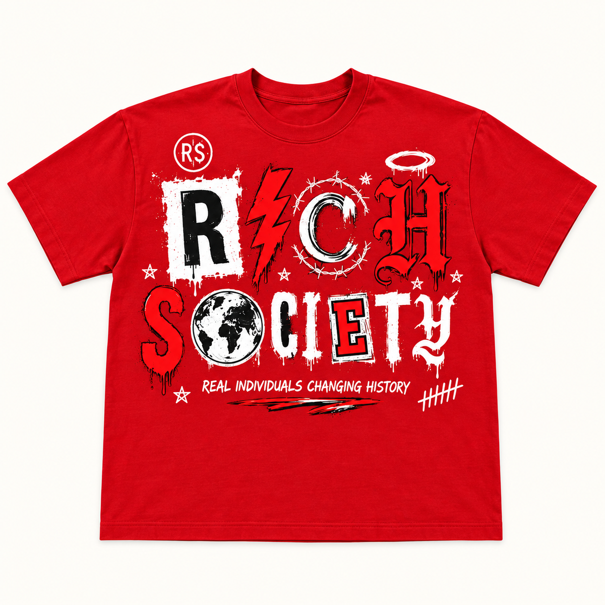 Rich Society Mixed Letter Red tee
