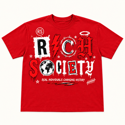 Rich Society Mixed Letter Red tee