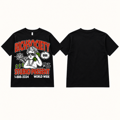 Rich Society Money Angel Black tee