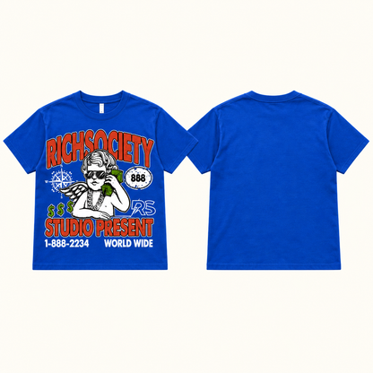 Rich Society Money Angel Blue tee
