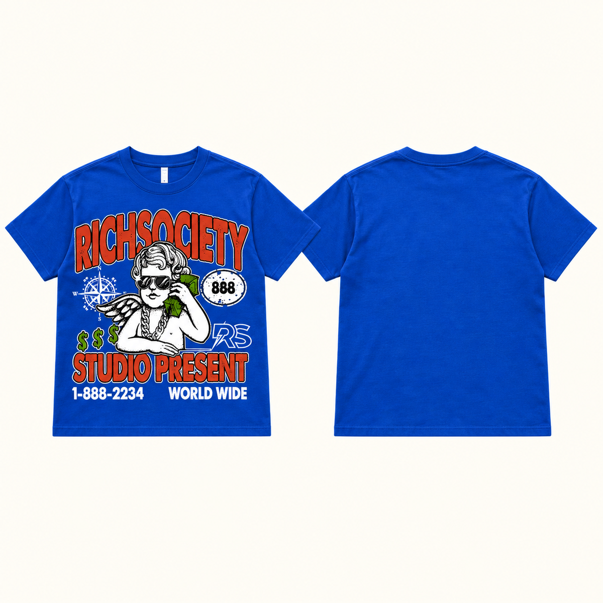 Rich Society Money Angel Blue tee