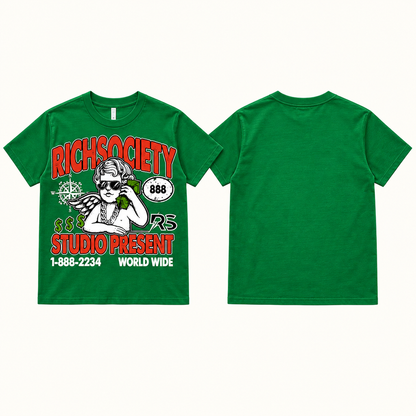 Rich Society Money Angel Green tee