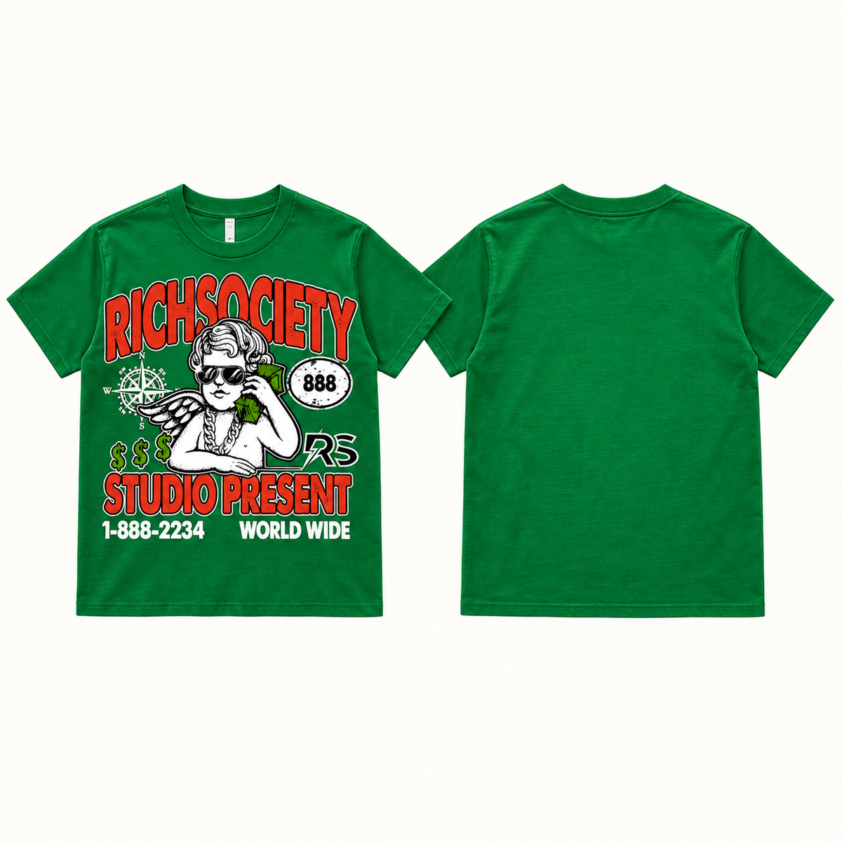 Rich Society Money Angel Green tee