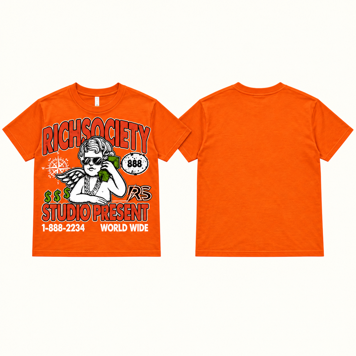 Rich Society Money Angel Orange tee