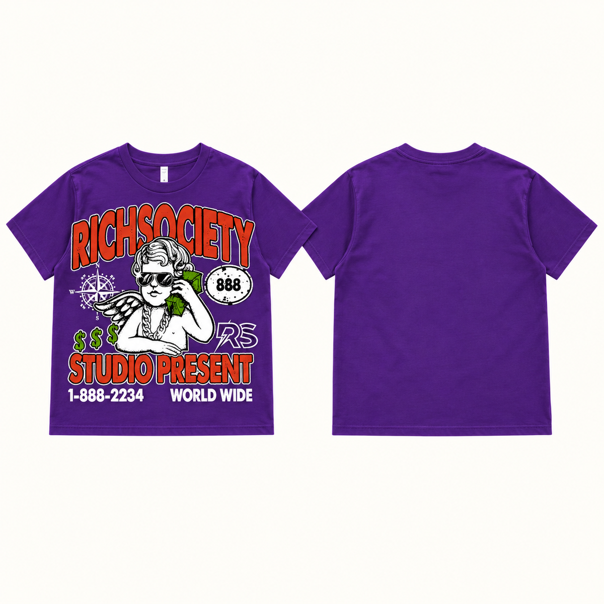 Rich Society Money Angel Purple tee