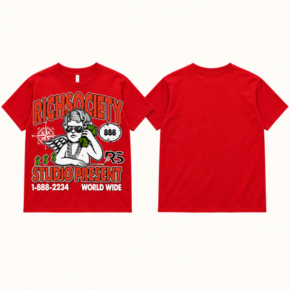 Rich Society Money Angel Red tee