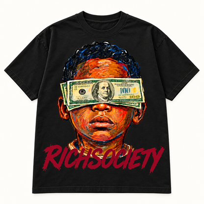 Rich Society Money Face Black tee