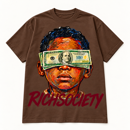 Rich Society Money Face Brown tee