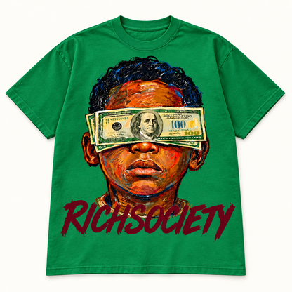 Rich Society Money Face Green tee