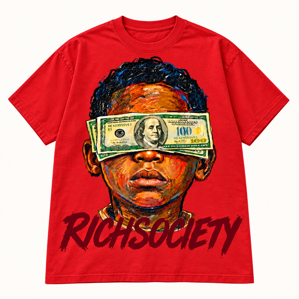 Rich Society Money Face Red tee