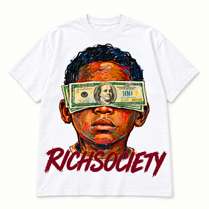 Rich Society Money Face White tee