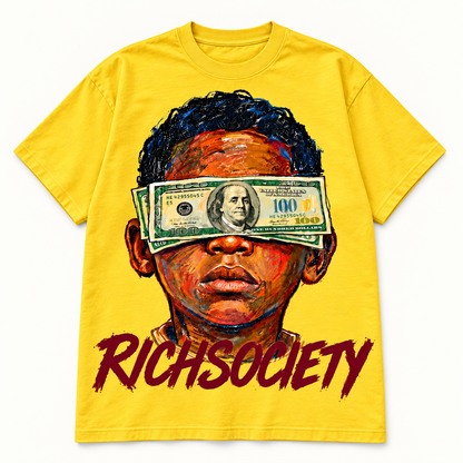 Rich Society Money Face Yellow tee