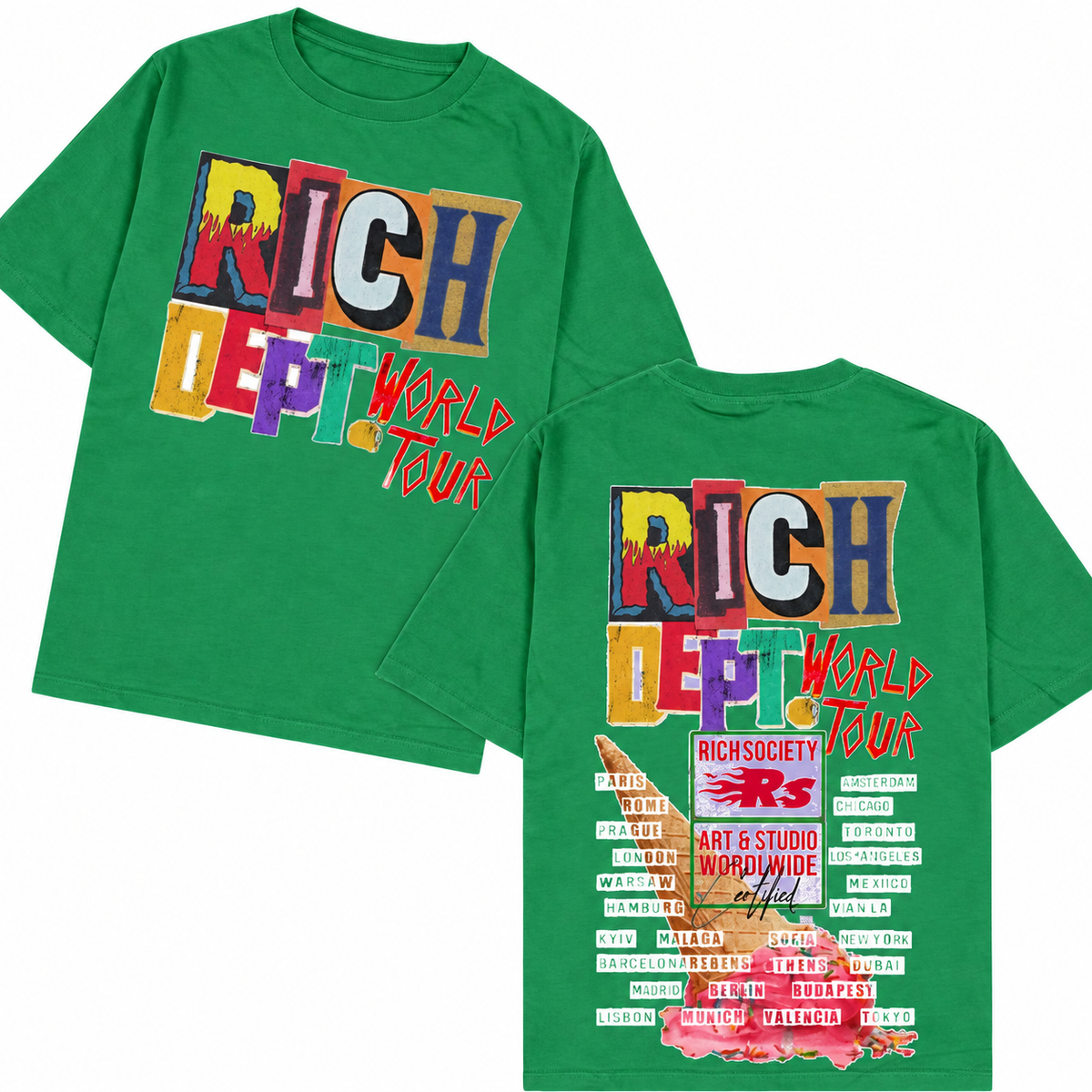 Rich Society Rich Dept Green tee