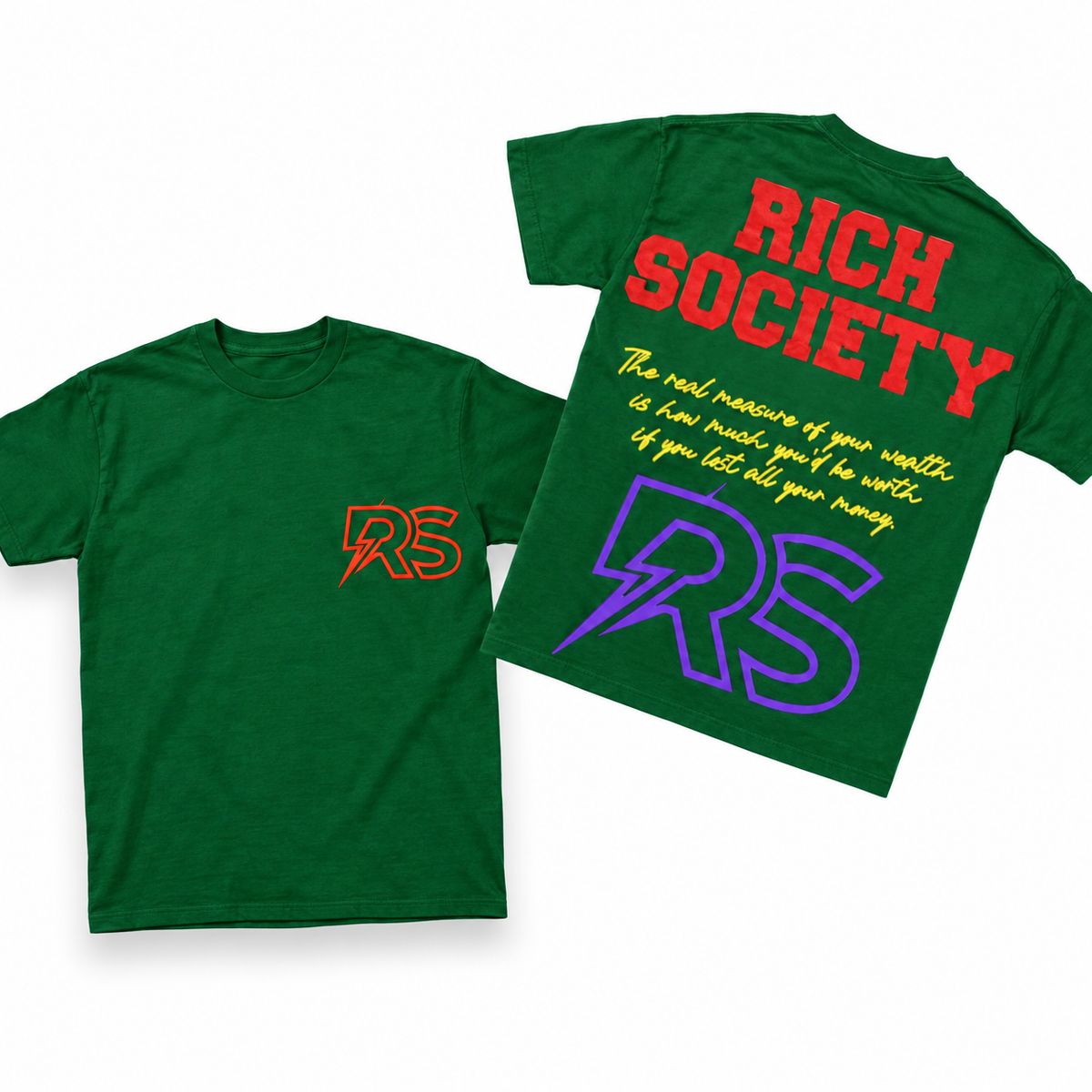 Rich Society RS Logo Green tee
