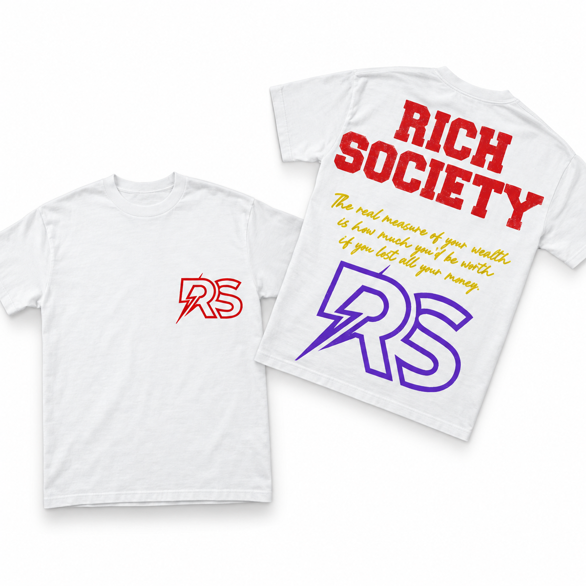 Rich Society RS Logo White tee