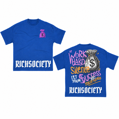 Rich Society Work Hard Blue tee